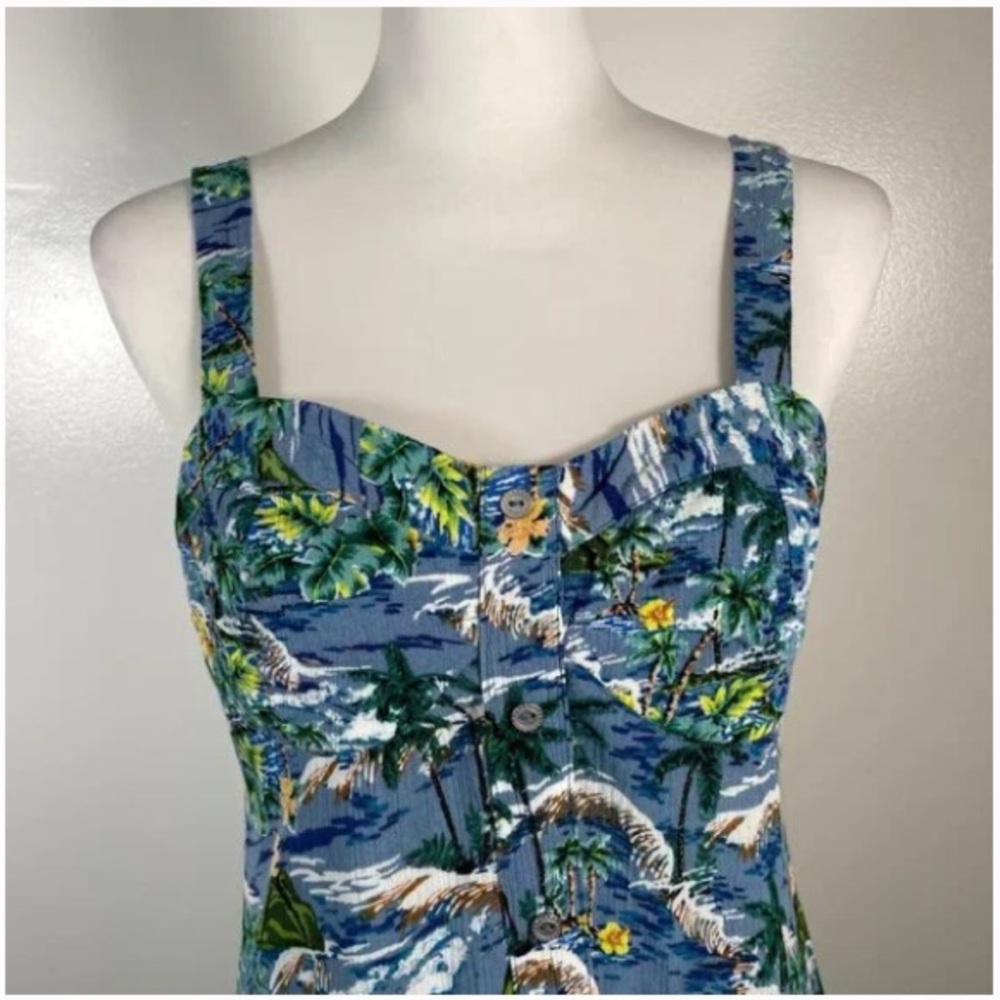 Floral Sweetheart Neck Button Down Adjustable Strap Sun Dress S - Picture 1 of 2
